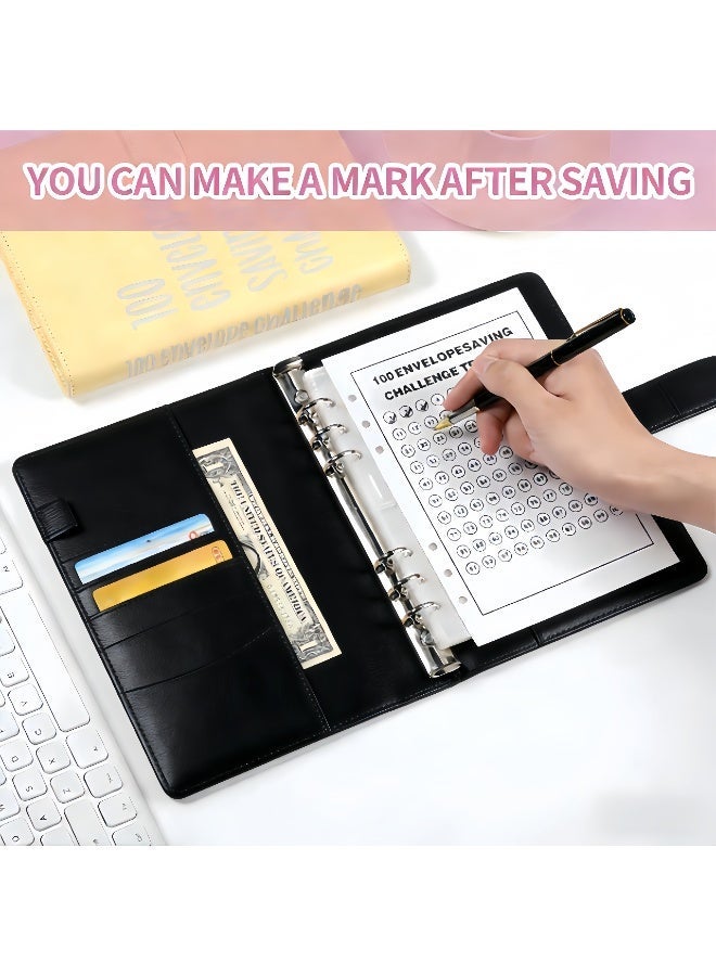 يُستخدم دفتر جمع العملات هذا أيضًا كمجلد لتحديات الادخار، ويحتوي على 100 ظرف، مما يوفر طريقة بسيطة وممتعة للادخار. يأتي دفتر ميزانية التحدي هذا مع أظرف نقدية، وهو مناسب للاستخدام في المكتب والمنزل والمدرسة. (أسود) - Image 4